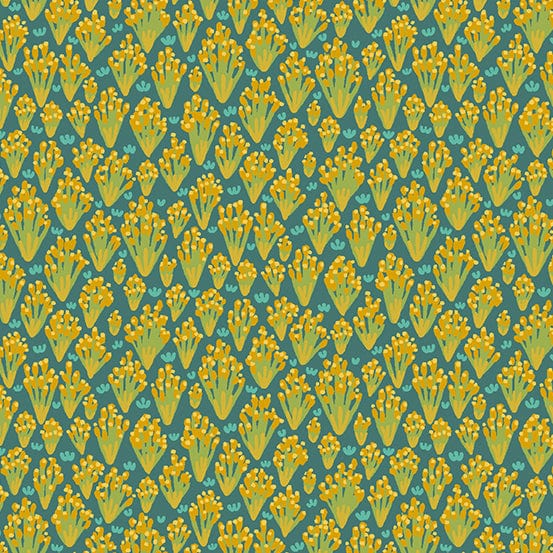 Floral States of America Nevada Sagebrush Blue Yellow Fabric 990-NV ...