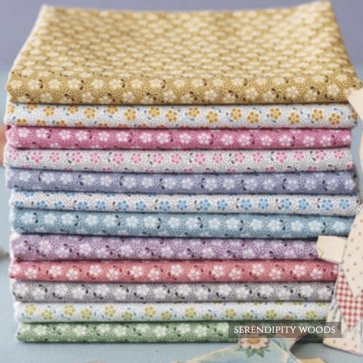 Tilda Chambray Dots - Fat Quarter 10pc/bundle - by Tilda / Tone Finnanger - Sold By The Bundle - In Stock and Ships top Today